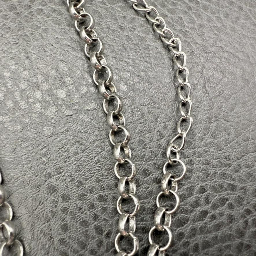 Lia Sophia Beaded Chain Necklace Silver Tone Blue Brown Faceted Beads 36 Inch