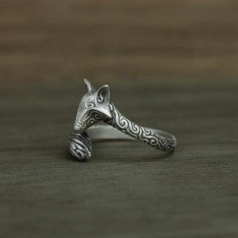 Silver Fox Ring | Adjustable Animal Jewelry | Viking Norse Mythology Gift