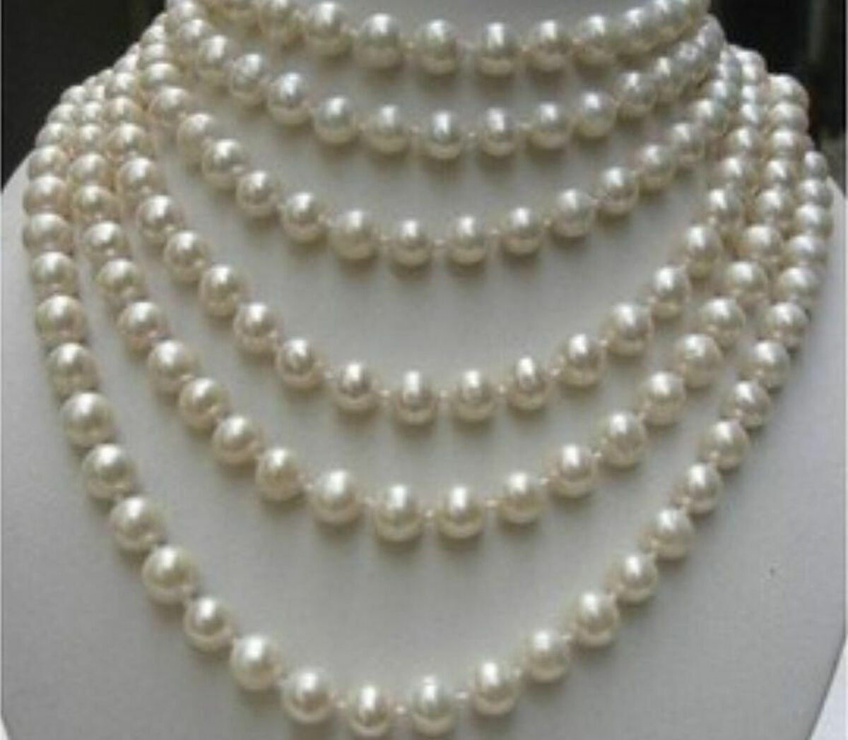 Beautiful Natural 8-9MM Genuine White Pearl Beads Long Necklace 80″