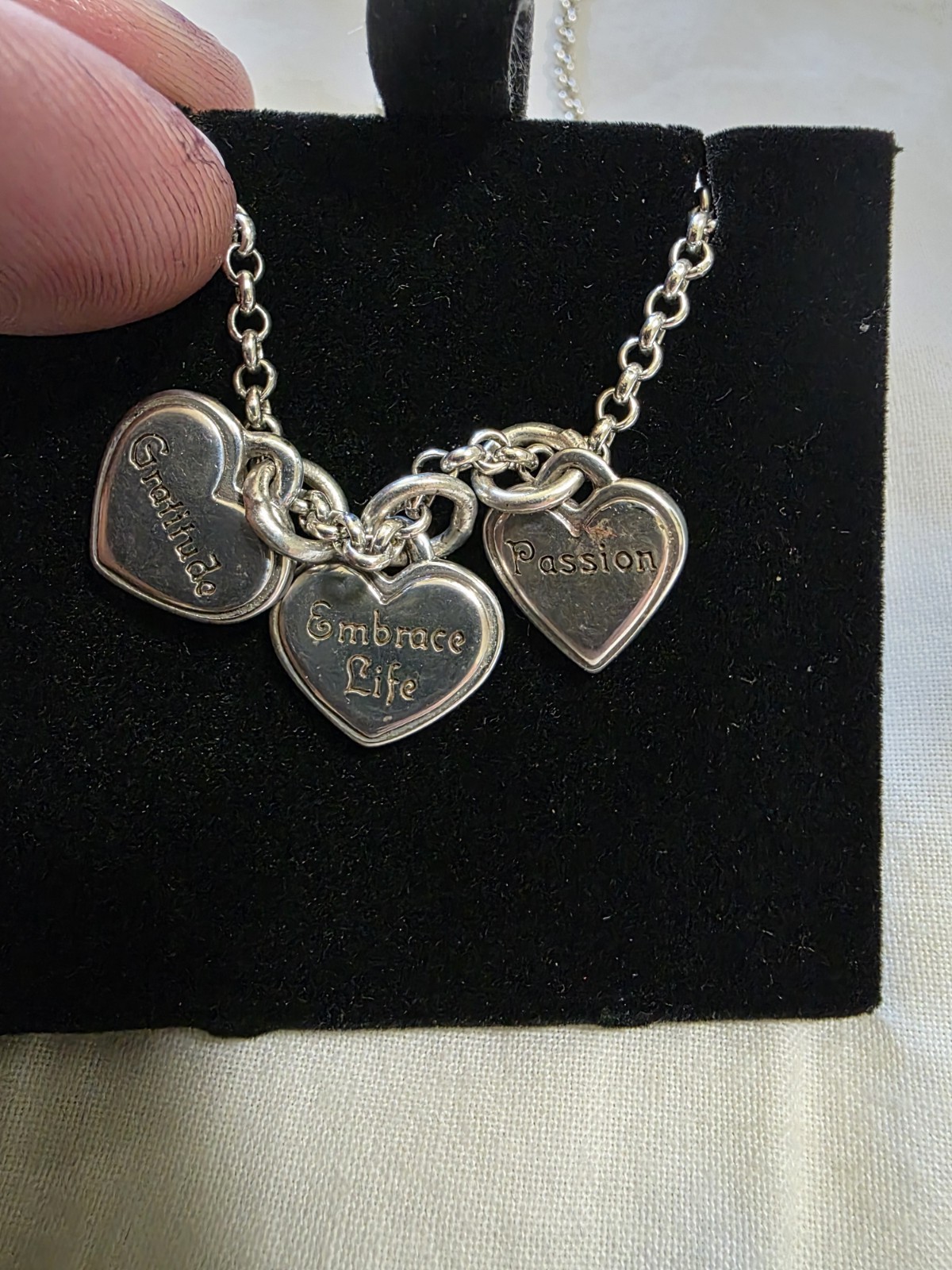 Silver Tone Cable Chain Heart Charm Pendant Necklace, Enamel Hearts, Toggle