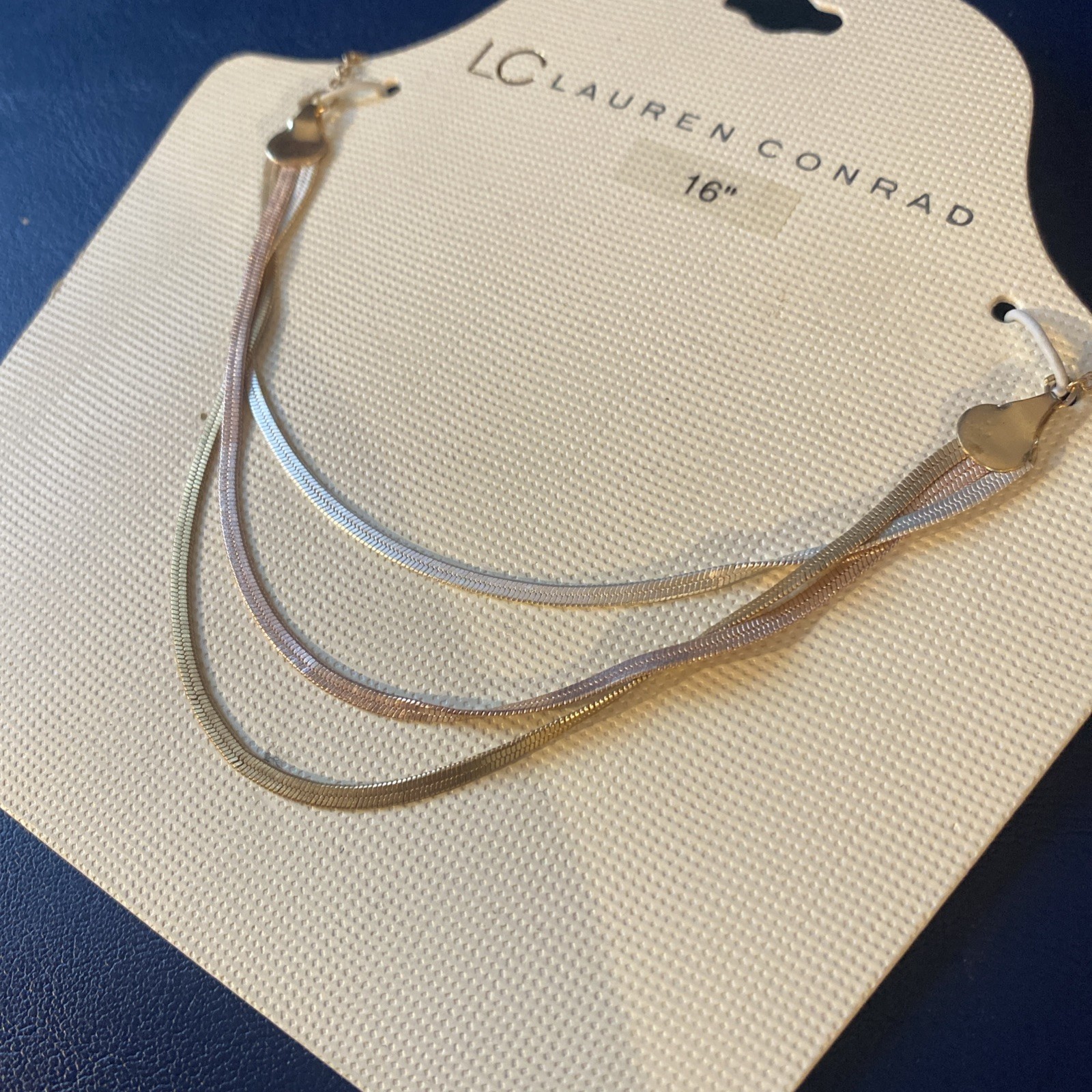 Lauren Conrad Necklace Gold and Silver Tone Chain Jewelry Gift Three 3 Layers