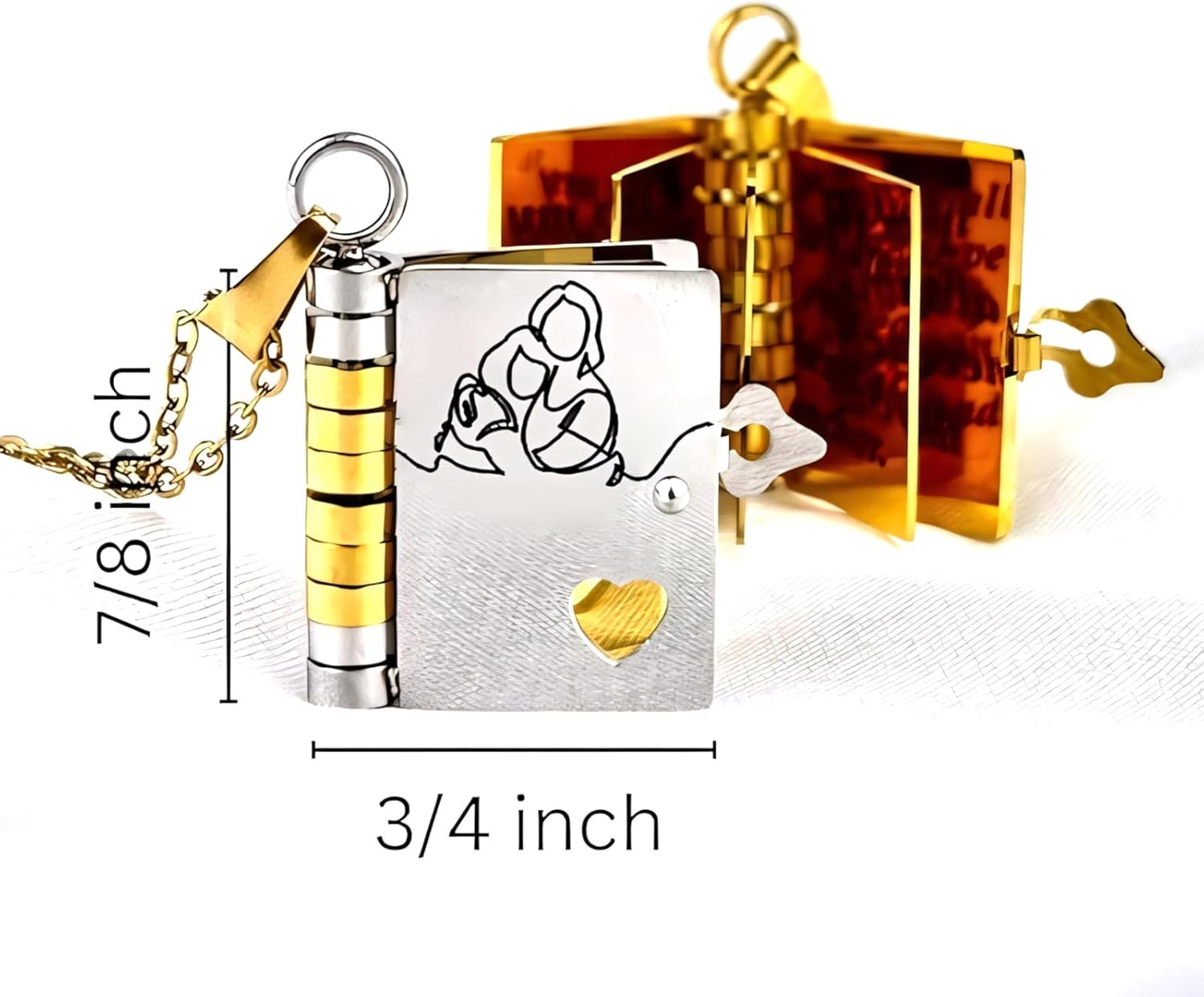 Granddaughter Book Necklace 6-Page Engraved Pendant Gift from Grandma