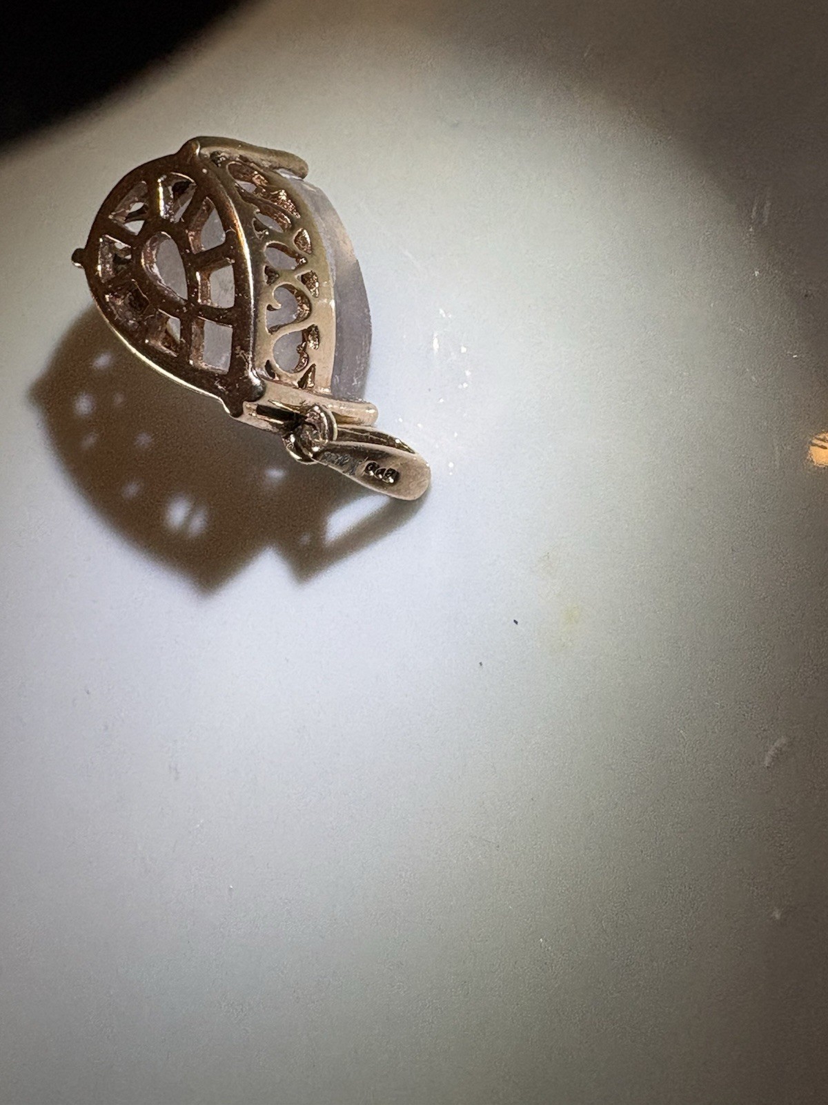 Vintage Karis Teardrop Crystal Prong-Set Charm Pendant, Gold Bond/Tone Metal