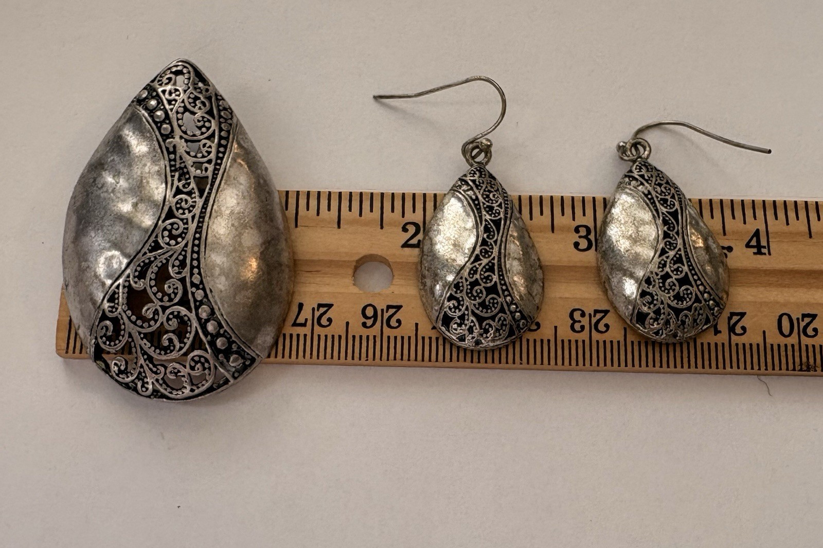 Premiere Designs Teardrop Pendant & Dangle Earrings Jewelry Set, Metal, No Stone
