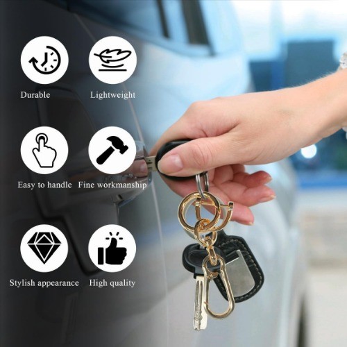 2PCS Car Keychain, Detachable Horseshoe Shape D-Ring Spring Ring Color: Golden