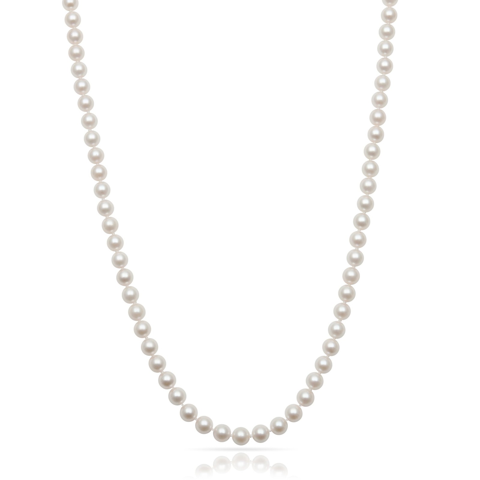 Natural Round Cultured Freshwater Real Pearl Necklace in Sterling Silver, 6.0…