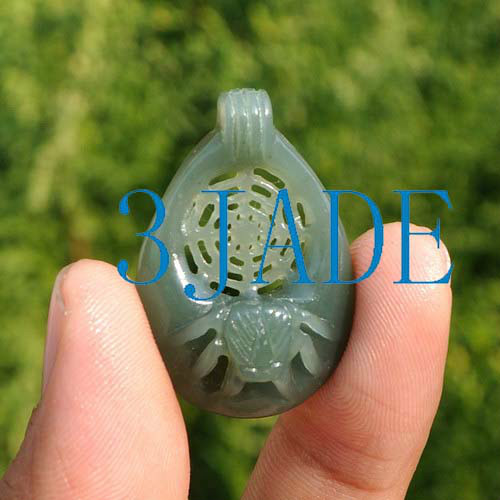 Hand Carved Natural Jade Nephrite Spider / Net Pendant
