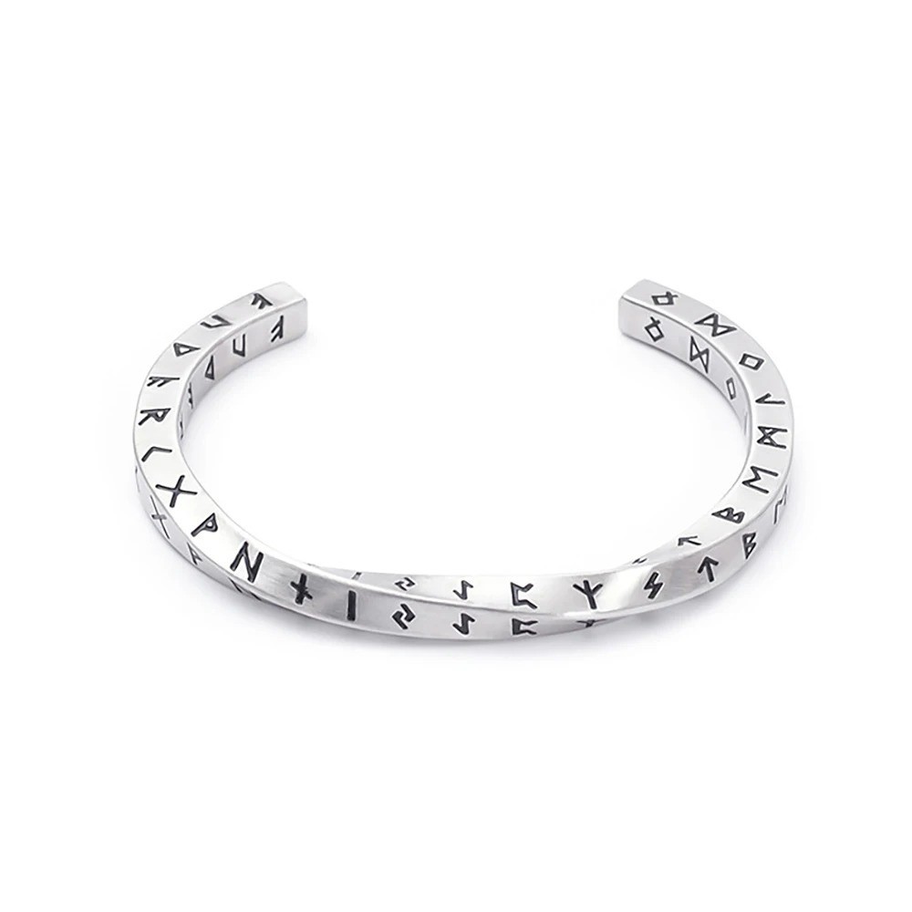 316L Stainless Steel Mobius Viking Bracelet Nordic Rune Cuff Bangle