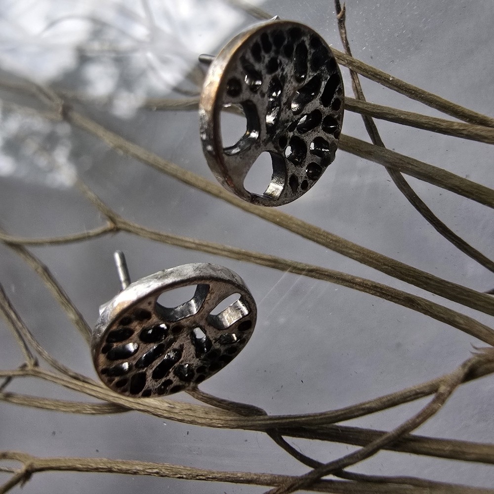 Tree of Life Stud Earrings | Silver Tone Botanical Earrings | Minimalist Nature