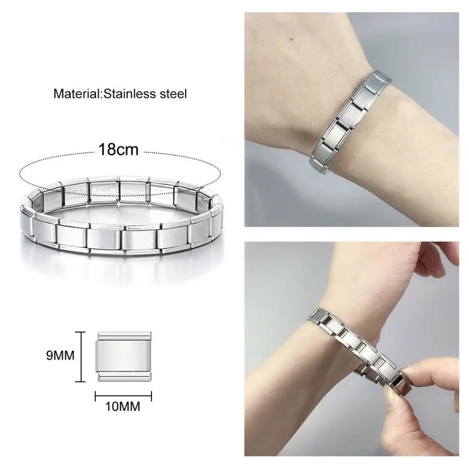 Classic Stainless Steel Italian Chain Link Pendant 9mm DIY Bracelet Making