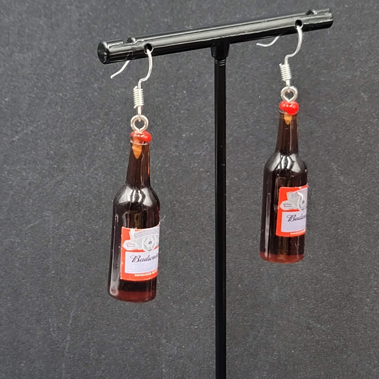 Budweiser Beer Bottle Pierced Earrings 1 5/8″ NEW