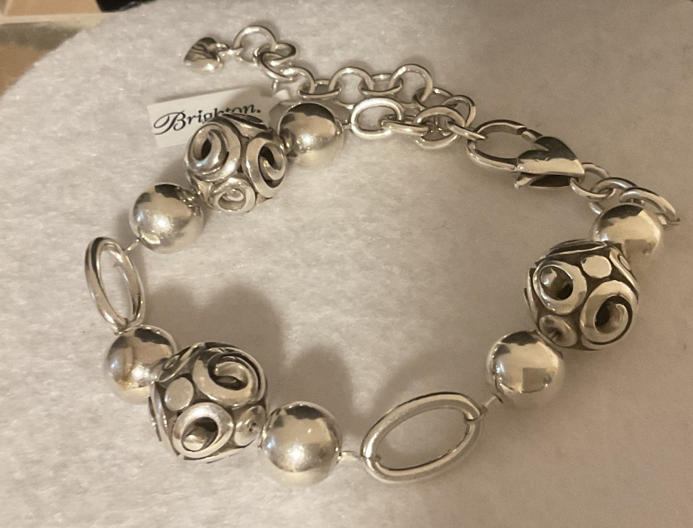 ICONIC CHIC! RARE UNIQUE BRIGHTON NWT OPEN SCROLL BALL & BEAD LINK BRACELET
