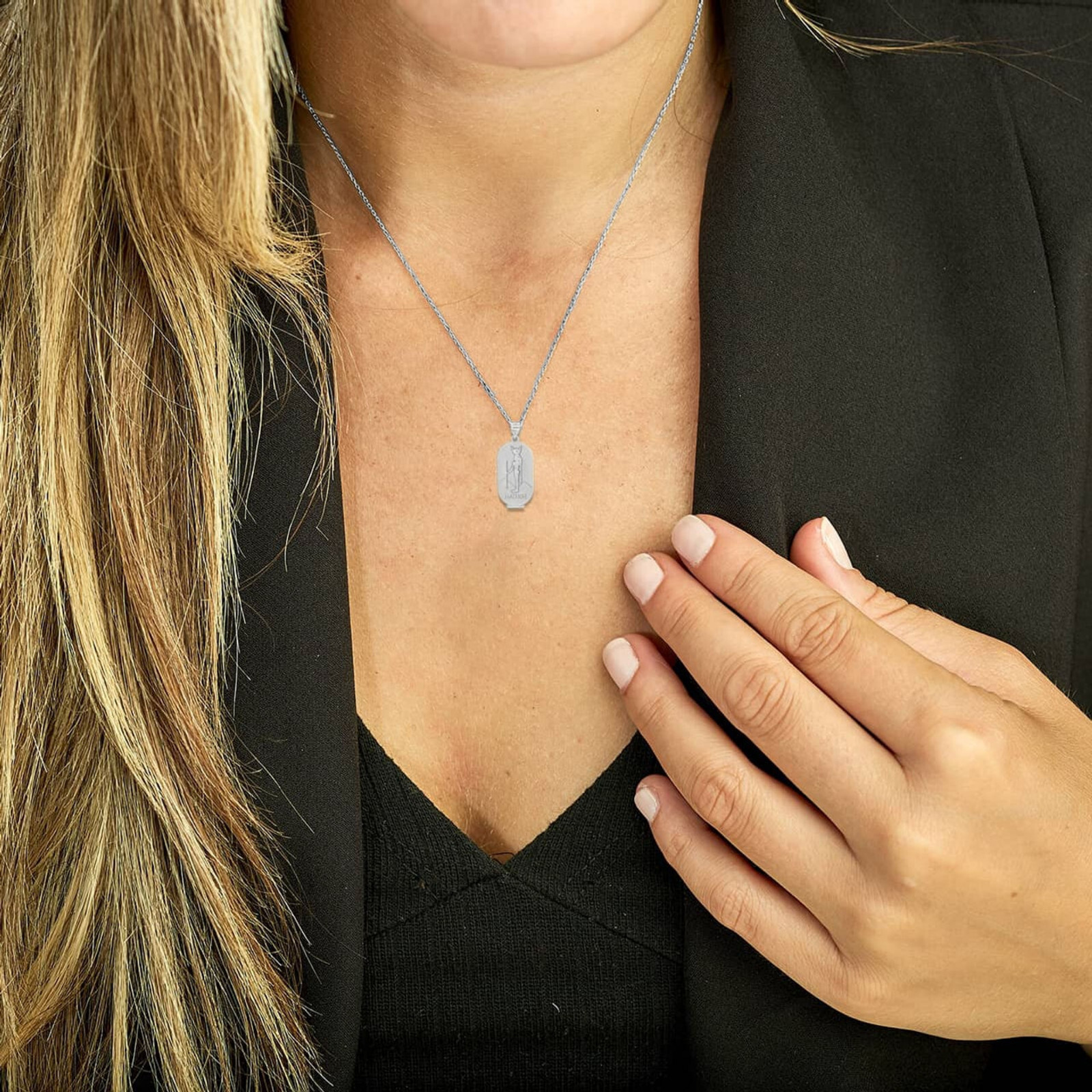 Sterling Silver Hathor Egyptian Mother Goddess of Love, Beauty Pendant Necklace