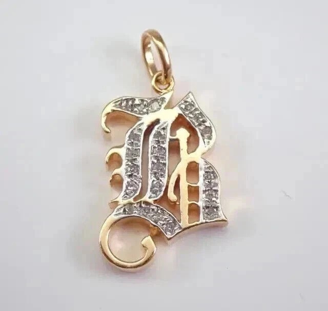 14K Yellow Gold Plated Round Cut Simulated Diamond Stunning Initial “B” Pendant