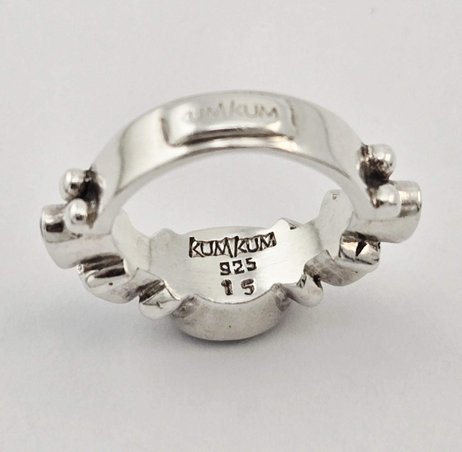Vintage KumKum Sterling Silver Oval Gemstone Ring Size 7 – 8.2g