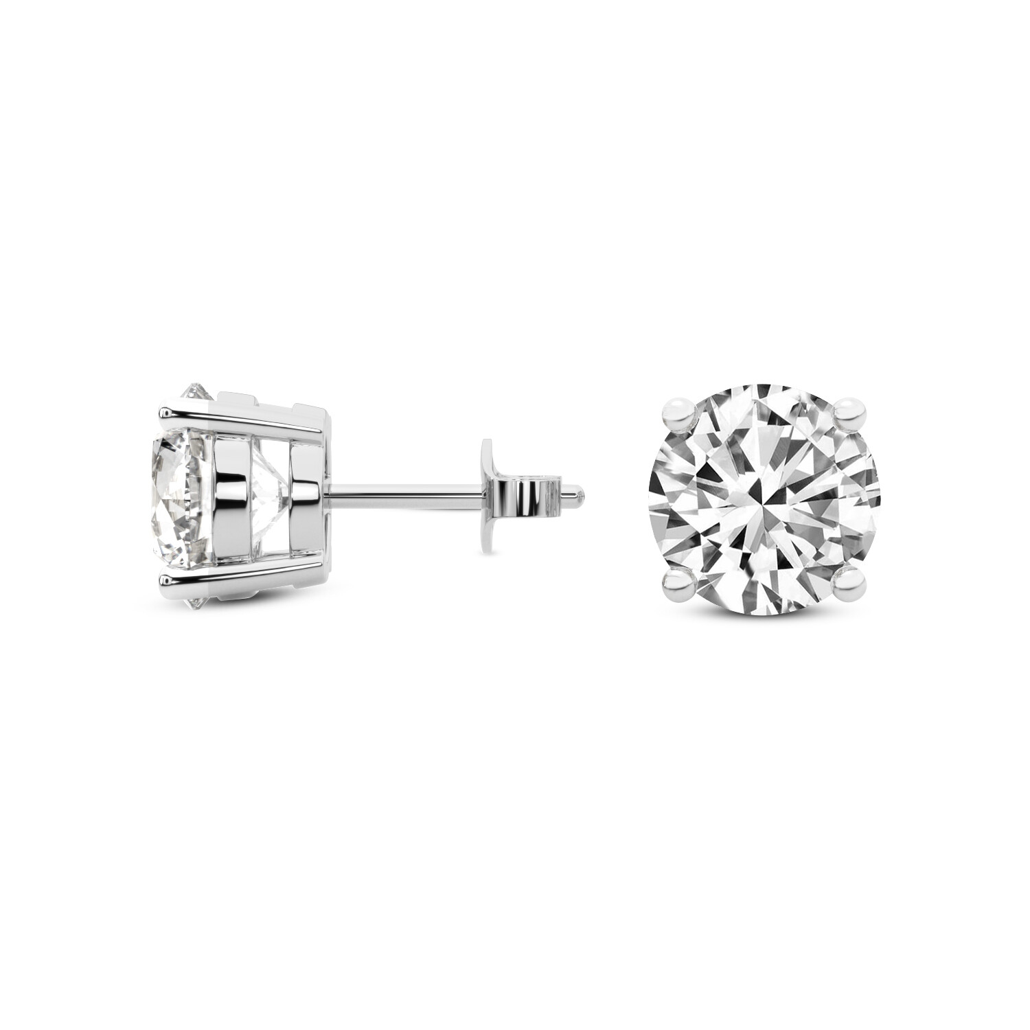 Studs Earrings 1CT Round Lab Created Diamond 14K White Gold 4 Prong E-F / VS+