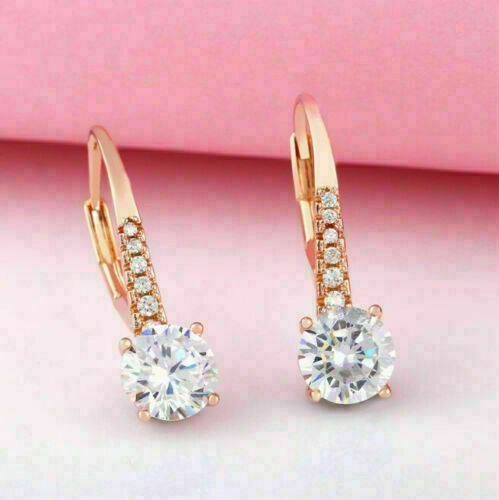 3Ct Round Cut Simulated Diamond Stunning Drop Earrings In 14K Rose Gold Plated
