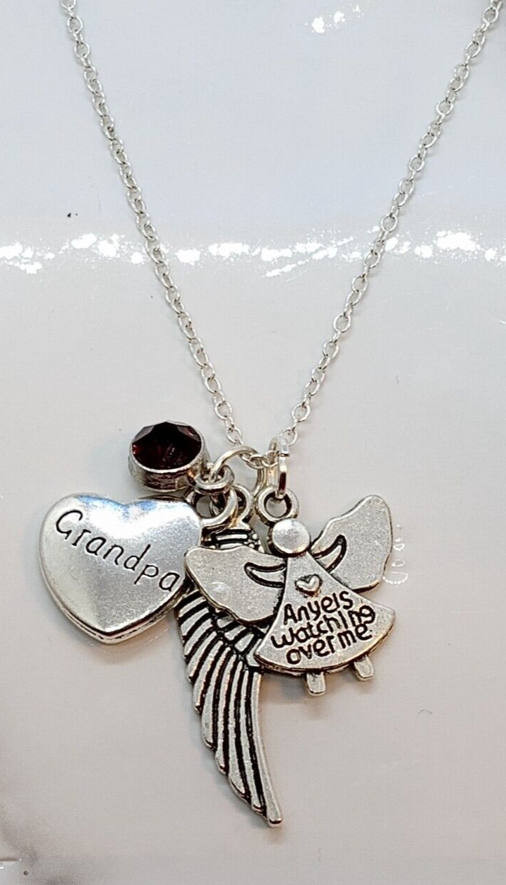 “Angels watching over me” Memorial Necklace for loss of Grandpa – Sympathy