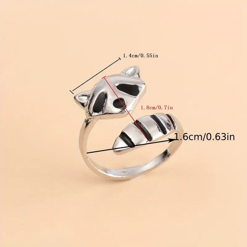 Retro Look Raccoon Animal Open Ring Silver Plated Jewelry For Women New