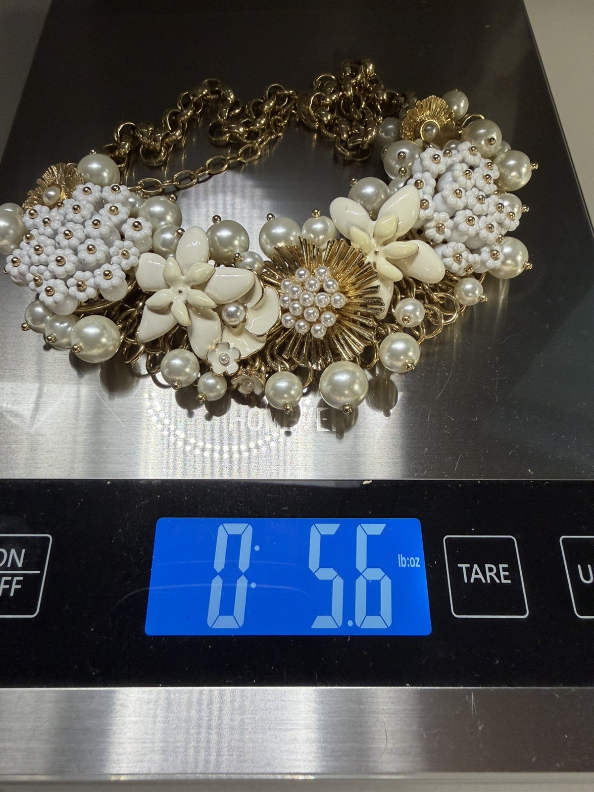 Talbots White Floral Chunky Statement Necklace~Signed