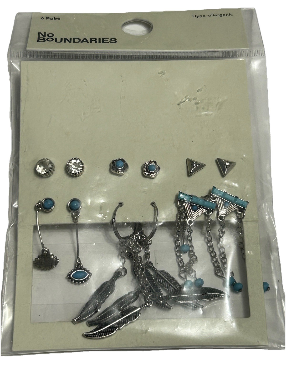 No Boundaries Women’s Hypo-allergenic Dangle & Stud 6 Pairs Earring Pack NWT