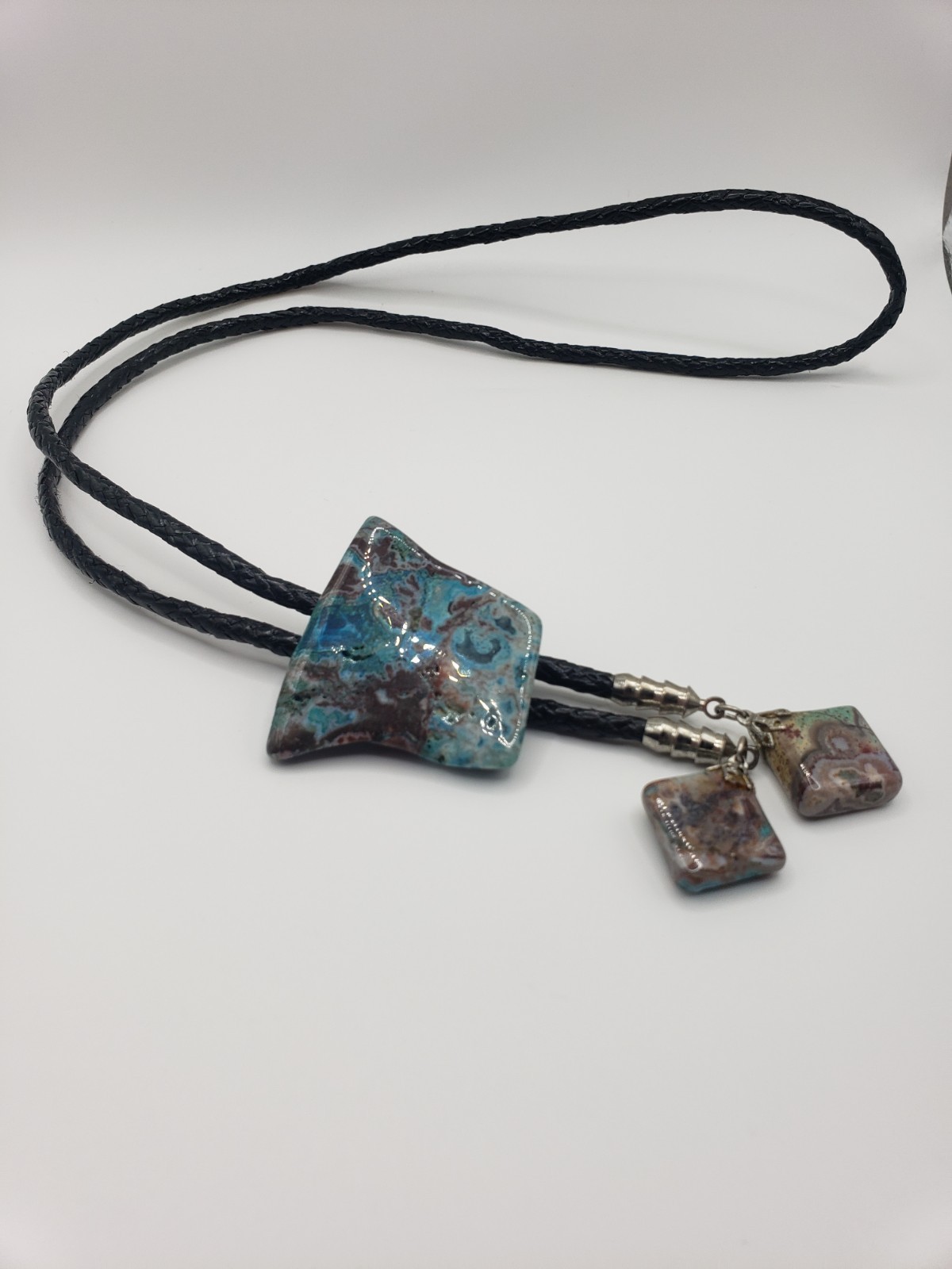 Lot of 3 Artisan Boho Statement Necklaces Elephant Dragonfly Bolo Tie Beaded