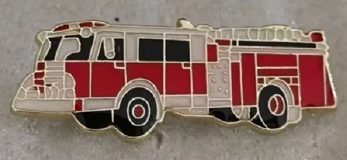 US FIRE ENGINE FIREFIGHTER FIREMAN LADDER TRUCK LAPEL PIN BADGE 1 INCH