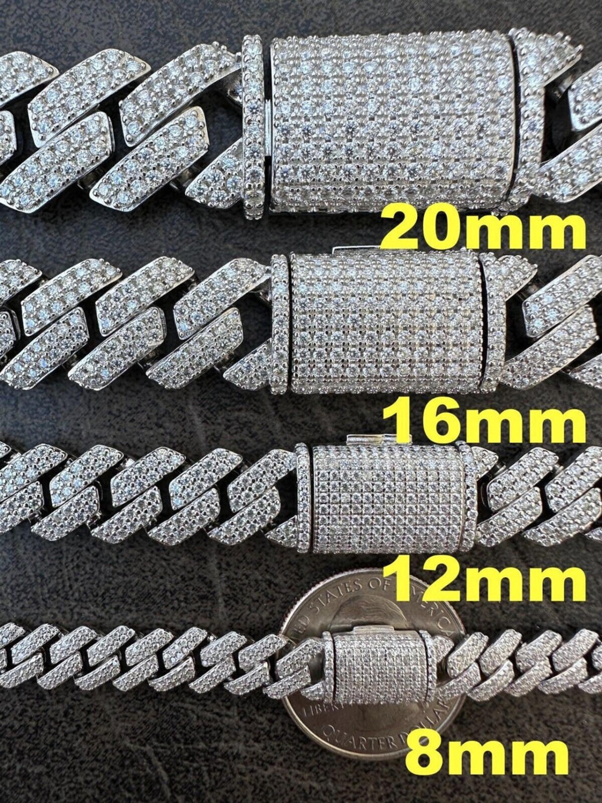 MOISSANITE Real Miami Cuban Link Prong Bracelet Iced Solid 925 Sterling Silver