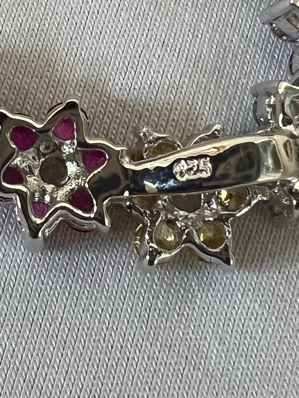 JTV Heart Flower Pendant Multi-color Gems set in 925 Sterling Silver New
