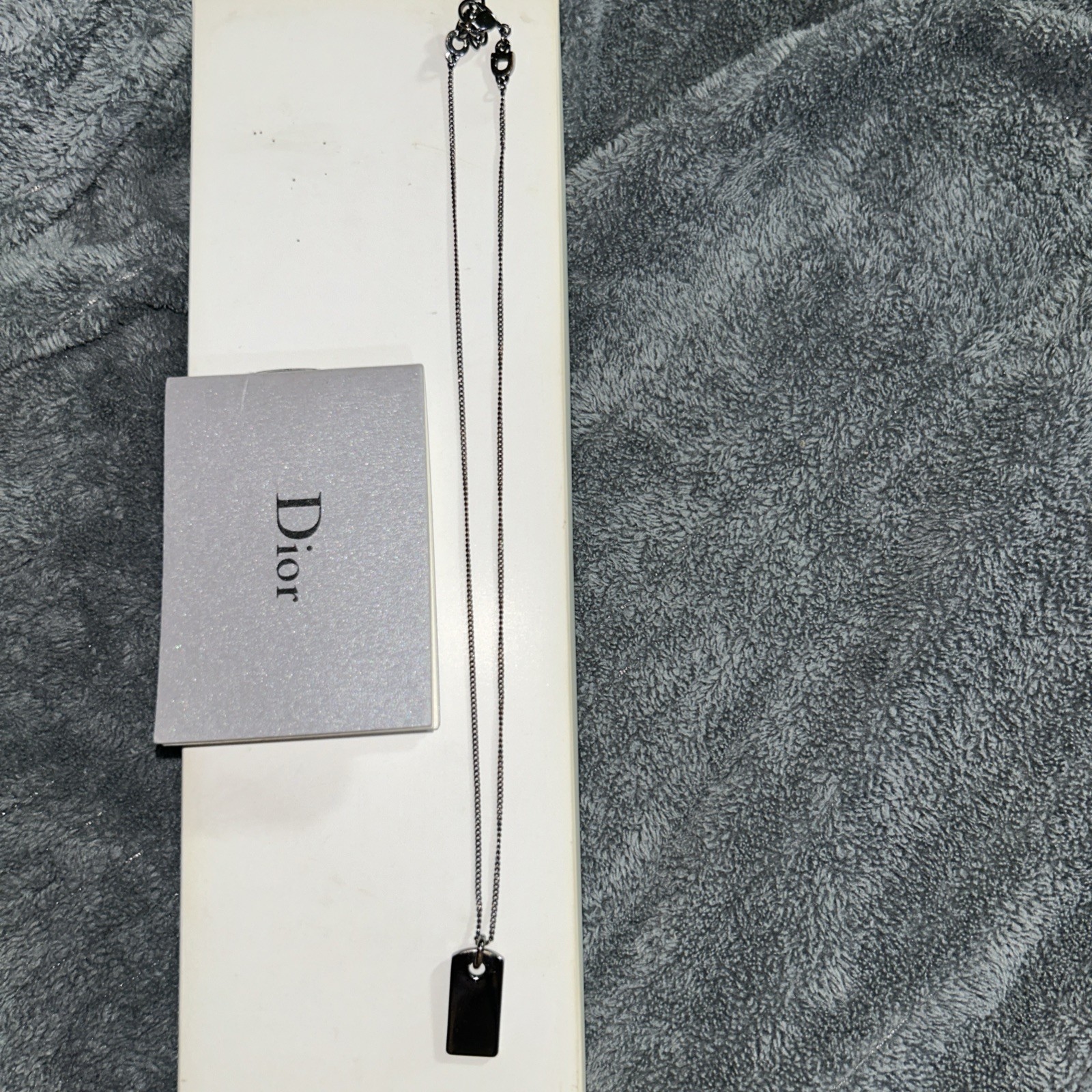 Authentic Christian Dior Necklace Dior Jewelry CD Gunmetal Silver