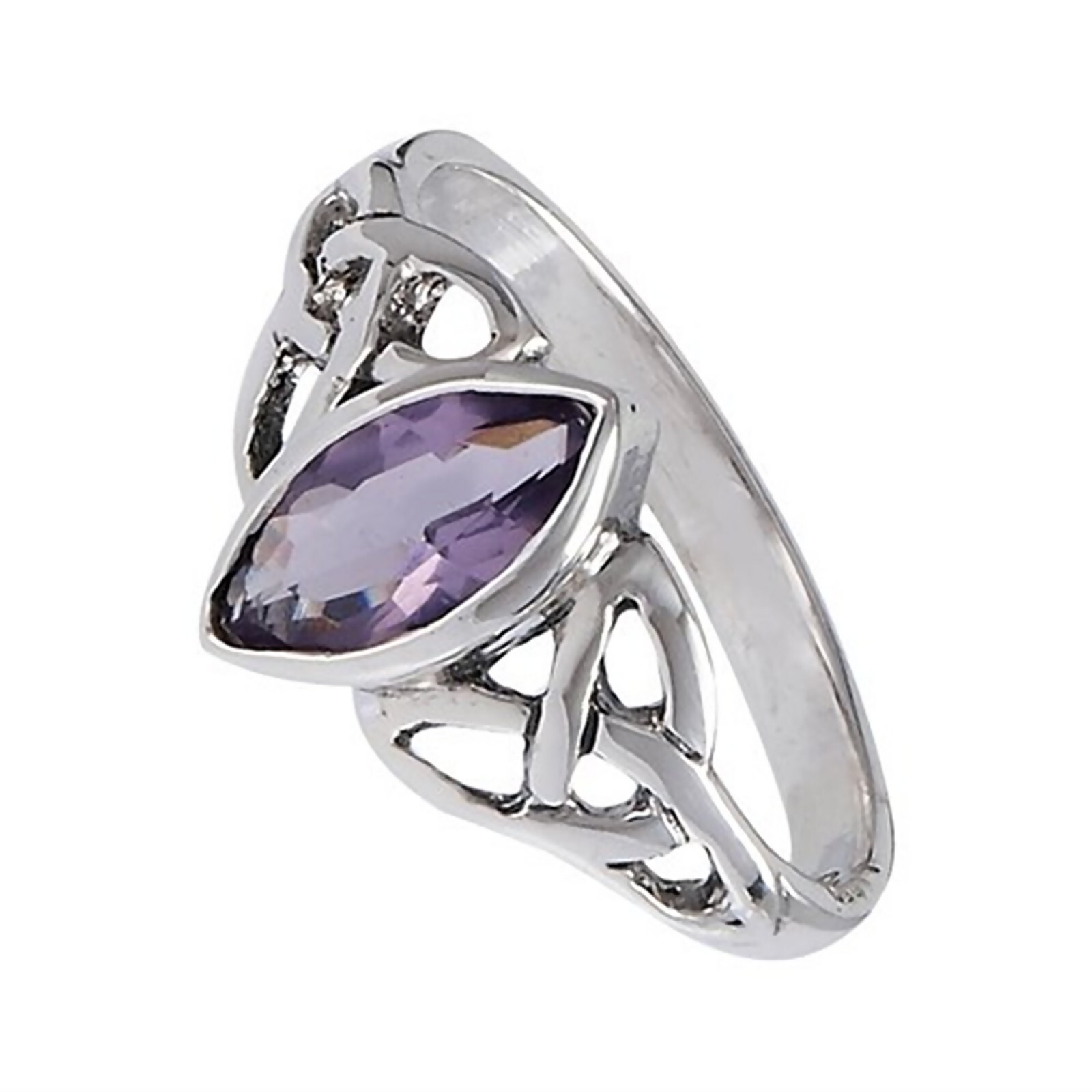 Celtic Solitaire Ring 925 Sterling Silver Purple Cubic Zirconia Trinity Band