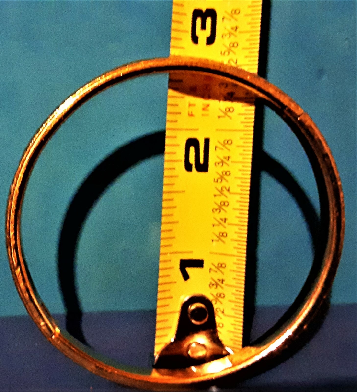 Unmarked Vintage Goldtone Cut Design Small Bangle Bracelet 2 3/8″ Int Diameter