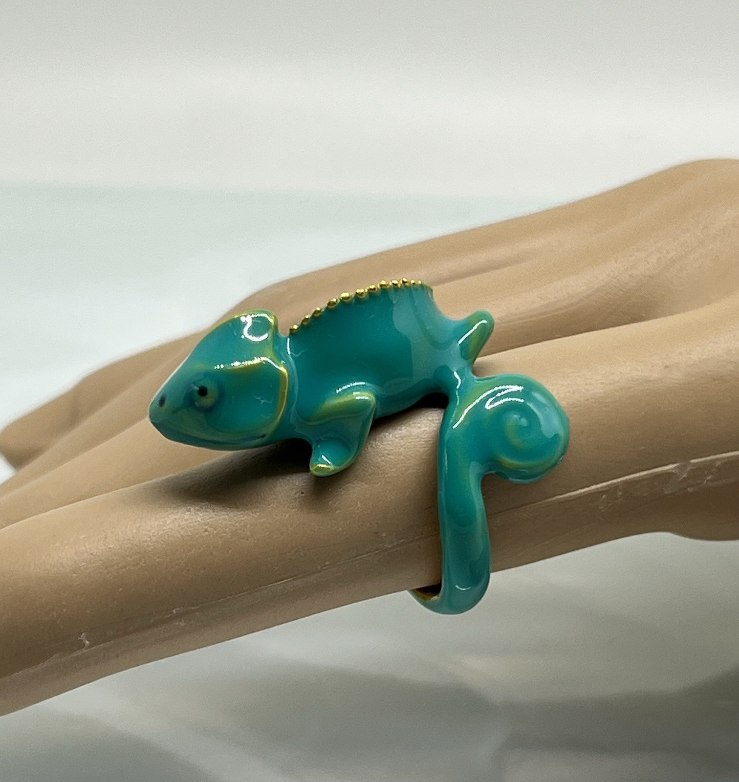 Good After Nine Enameled Gecko Lizard Ring Sz 7