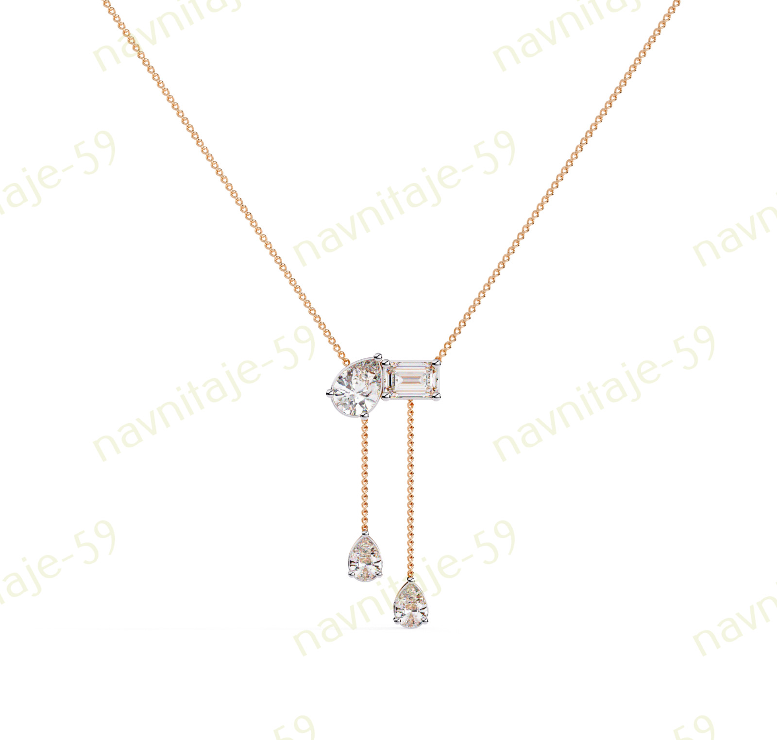 Women’s Chain 18″ Necklace Simulated Diamond 14K Yellow/ White/ Rose Gold Plated