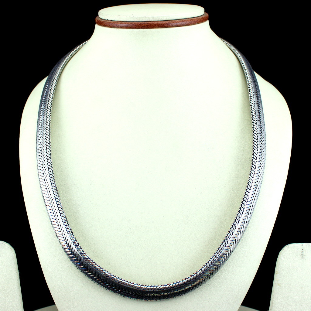 NATURAL PLAIN FLAT SNAKE CHAIN NECKLACE 155 GRAMS