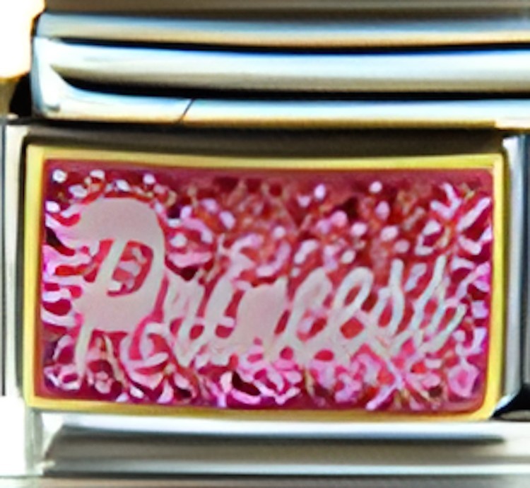 Princess Sparkle Pink Enamel 9mm Italian Charm Bracelet Link Girl Daughter