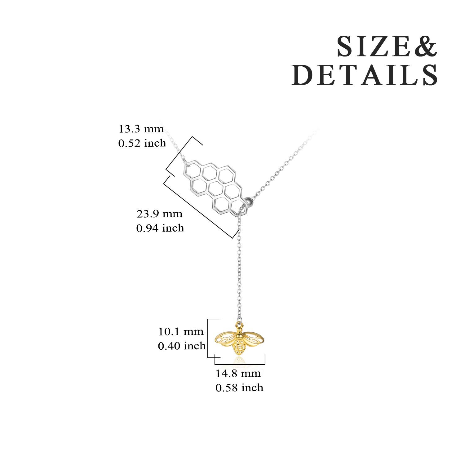 Sterling Silver Gold Plated Bee YNecklace, Honeycomb & Bumble Bee Gift for Her