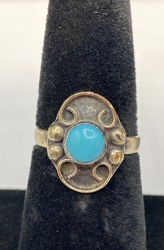 Sterling Silver 925 Turquoise Faux Opal Jewelry Set Ring Size 6.25 Bracelet 8″