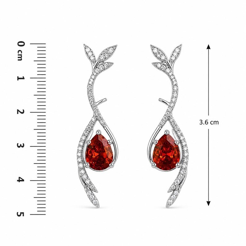Pear Cut Natural Garnet Earrings 925 Sterling Silver Push Back Earrings
