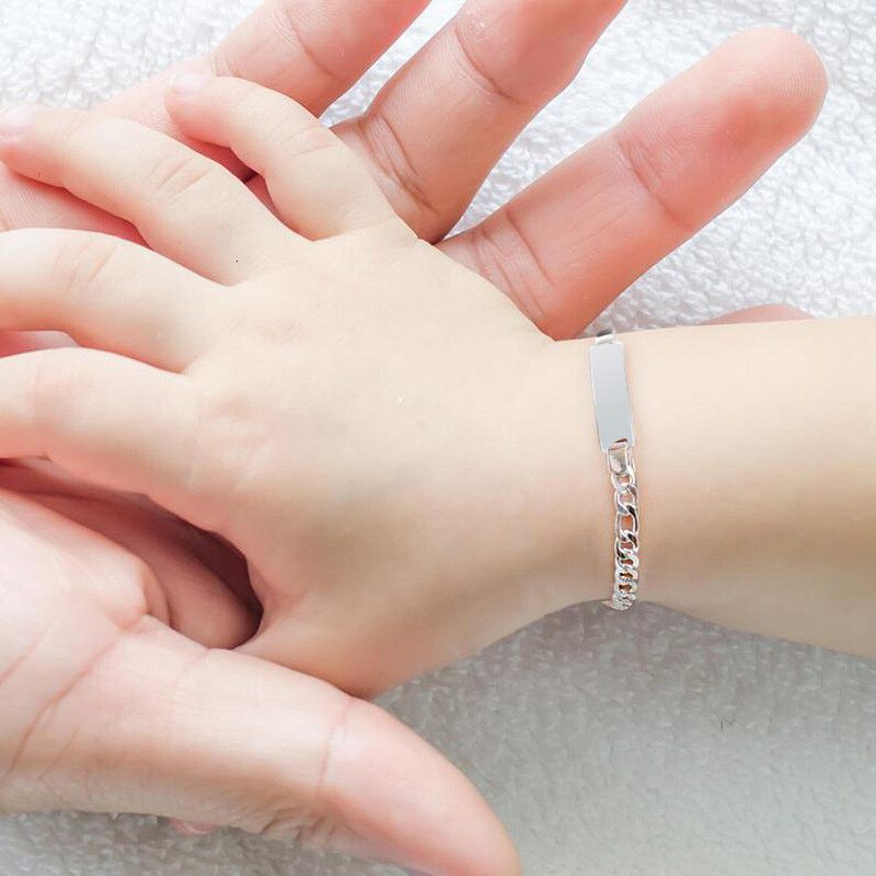 Personalize Newborn Baby Kid ID Name Bracelet Chain Birthday Gift Engraving