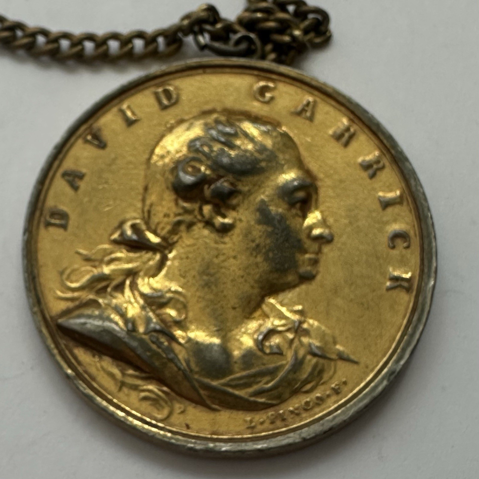 David Garrick (1717-1779) Hamlet Actor British Theatre Medal Coin Pendant Chain