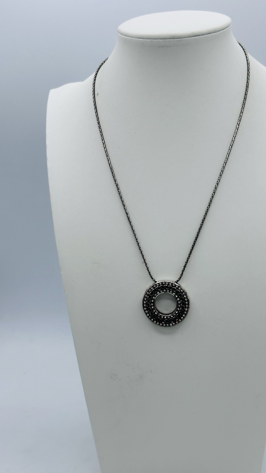 Brighton Open Circle Rope Twist Pendant Necklace Silver Tone Retired