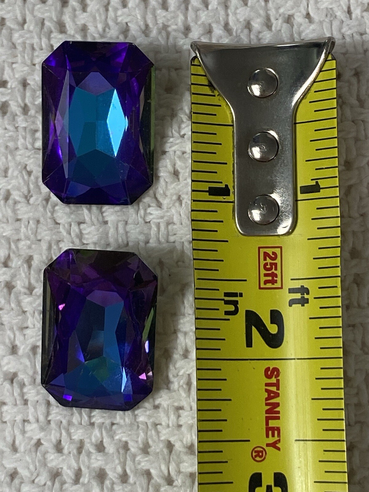 Large Statement Stone Earrings Changes From Purple To A Blue Center