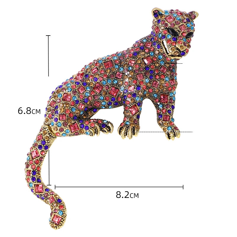 Classic Rhinestone Leopard Brooch For Women Men Animal Crystal Colorful Corsage