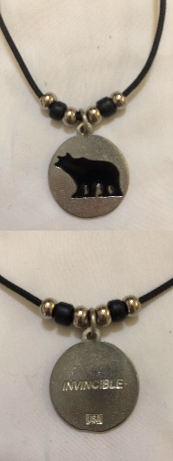 Made in USA Native American Hand Crafted Black Silver Necklace INVINCIBLE New