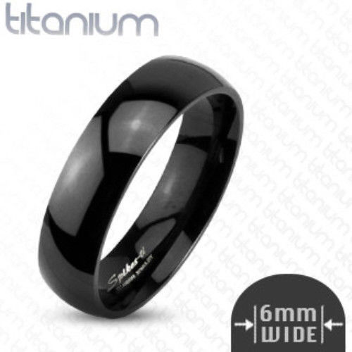 Polished Black Solid Titanium Ring Band Size 5,6,7,8,9,10,11,12,13 (FL180)
