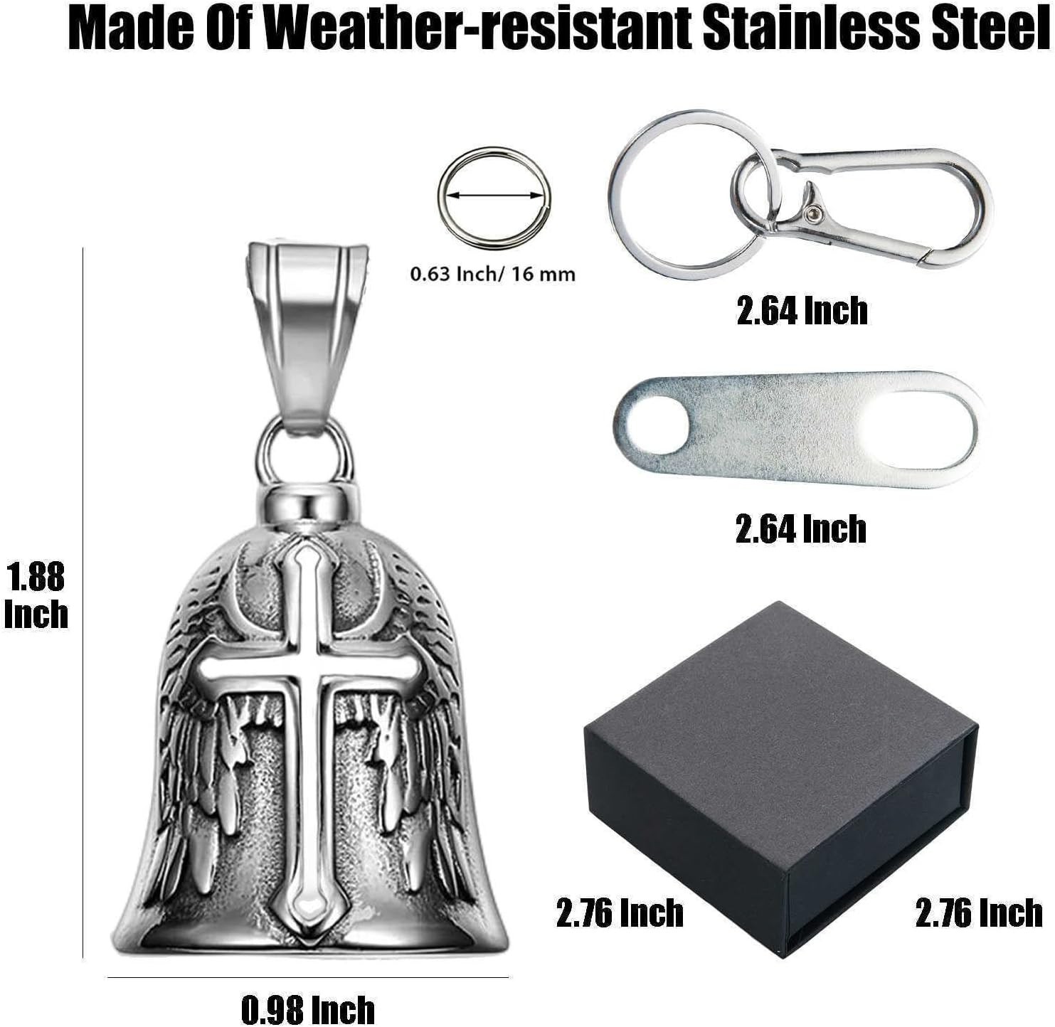 Weather-Resistant Motorcycle Bell Guardian Angel Charm – Perfect Gift with Box