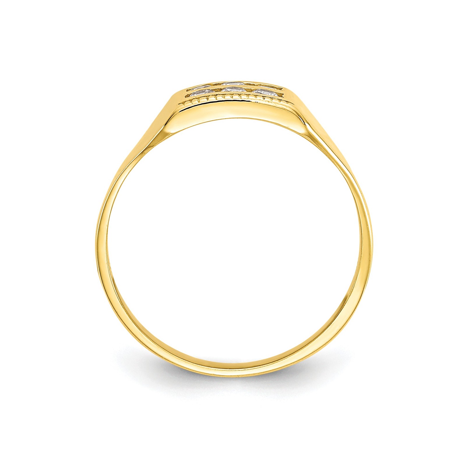 10k Polished 2-Row CZ Size 3 Baby / Childs Ring Womens