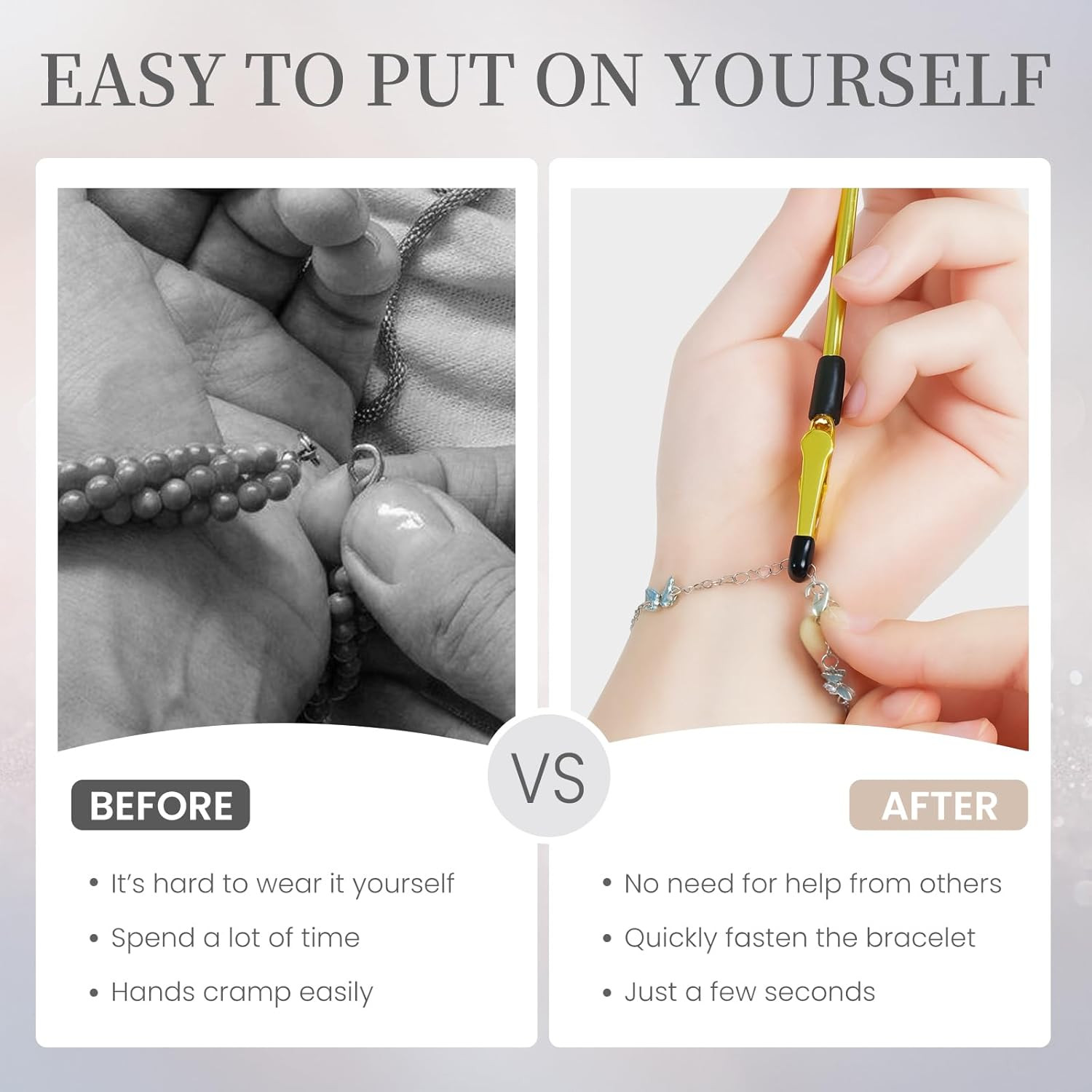 2 Pcs Bracelet Helper Tool with Non-Slip Tips, Easy to Put on Yourself Jewelry