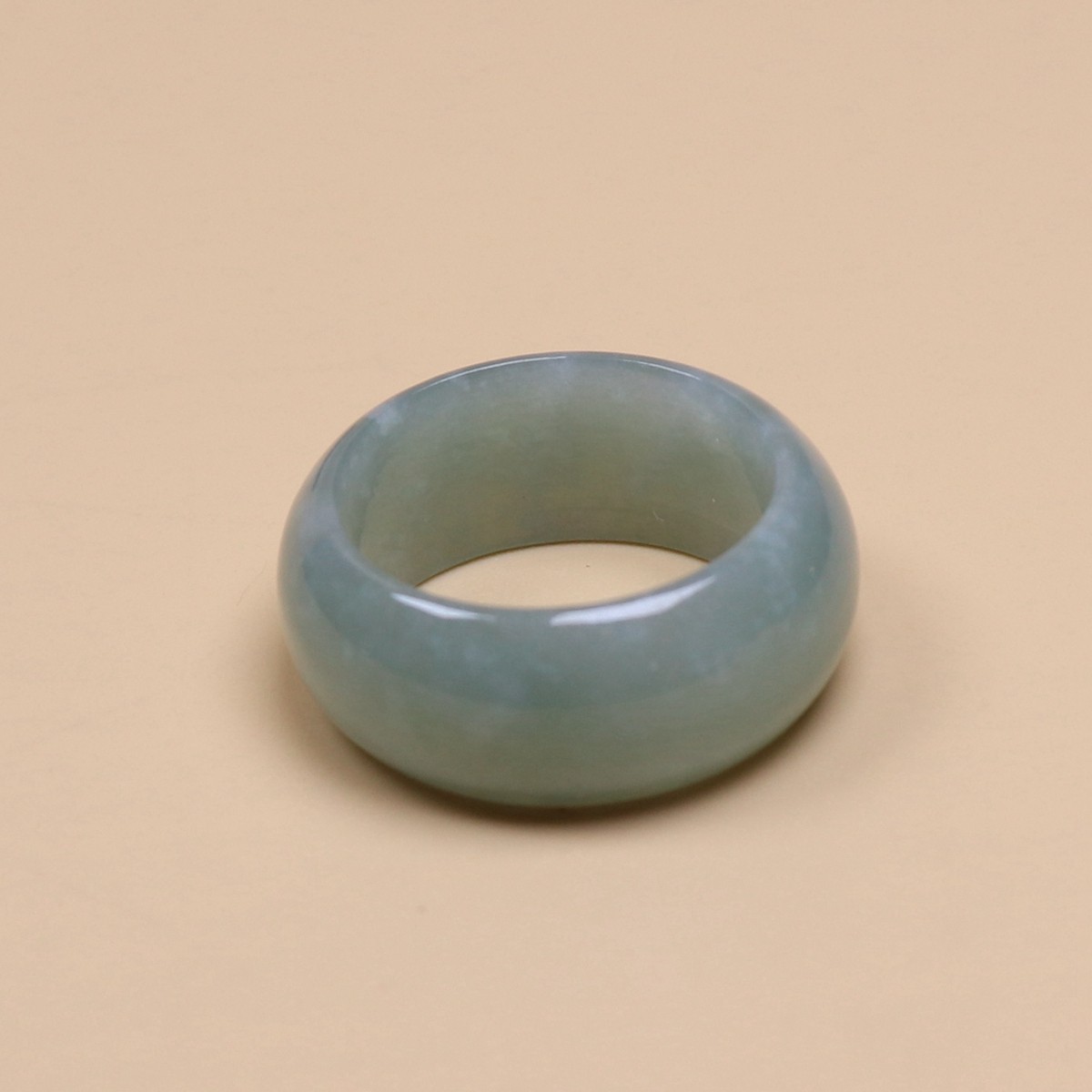 Certified Green 100% Natural A Jade jadeite 19.2 mm Ring US 9.3 # 戒指 42455a